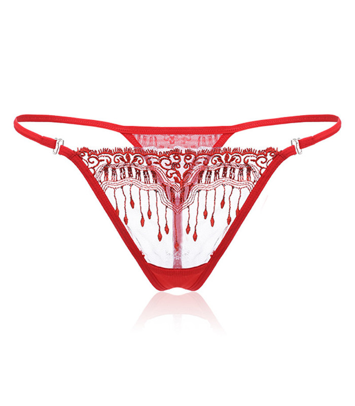Embroidered Transparent Thongs Sex Appeal T Back