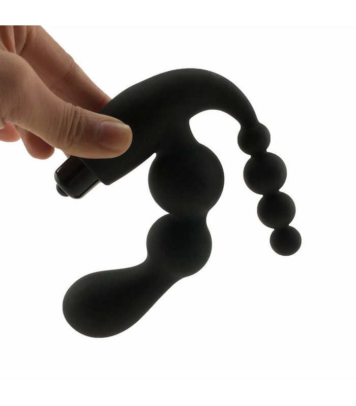Männliche Prostata-Massagegerät Anal Beads Vibrierender Butt-Plug - Schwarz