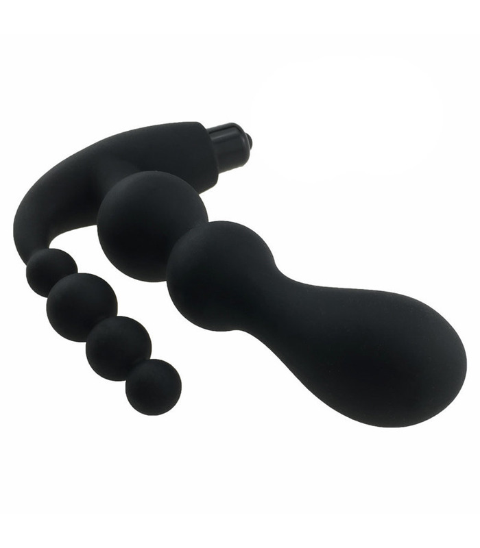 Male Prostate Massager Anal Beads Vibrating Butt Plug - Black