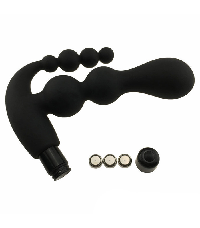Male Prostate Massager Anal Beads Vibrating Butt Plug - Black