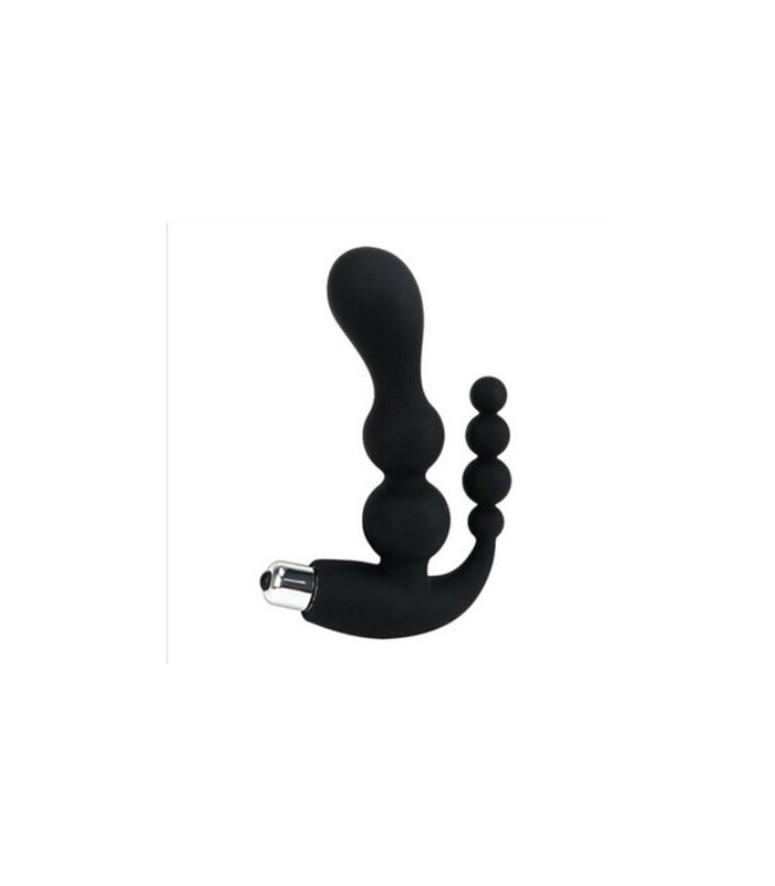 Male Prostate Massager Anal Beads Vibrating Butt Plug - Black