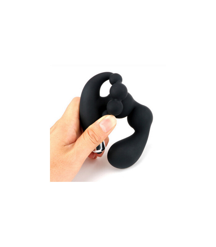 Männliche Prostata-Massagegerät Anal Beads Vibrierender Butt-Plug - Schwarz