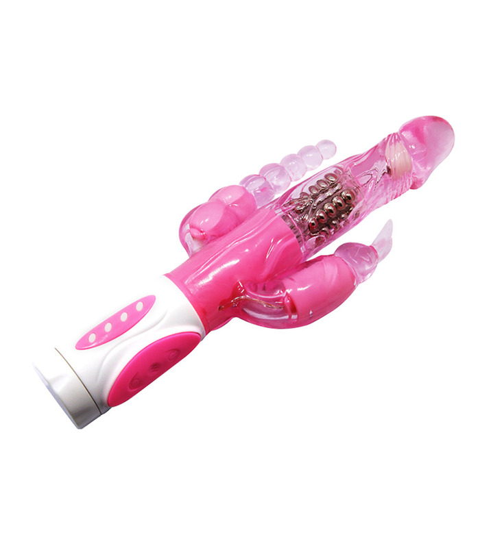 Triple Bunny Perlen-Eichel-Kopf-Kaninchen Massagegerät 12 Funktionen Vibratoren - Pink