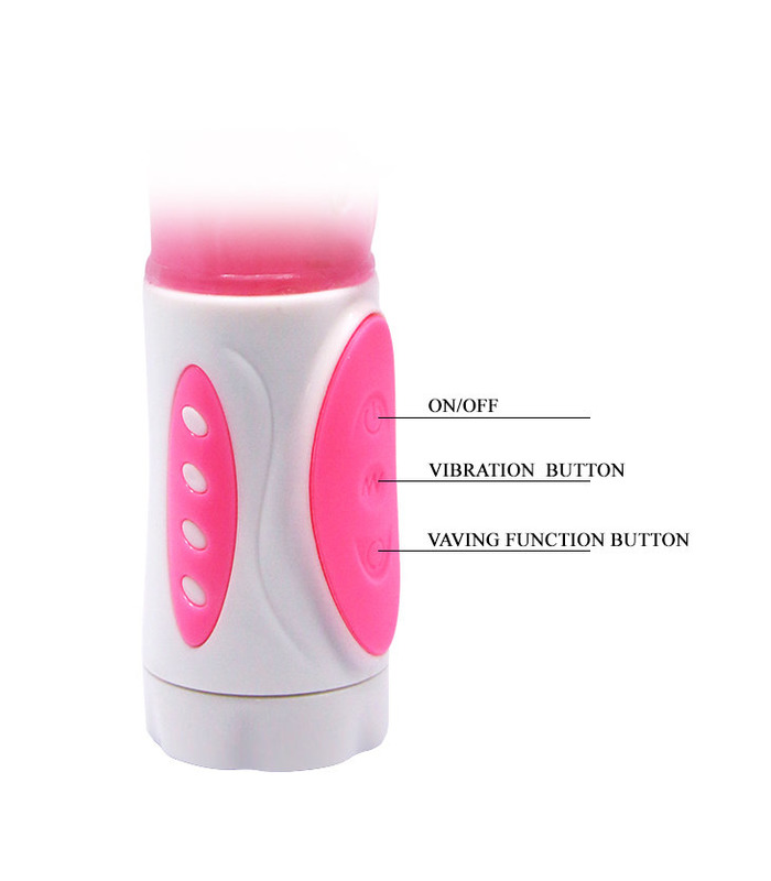 Triple Bunny Beads Glans Head Rabbit Massager 12 Functions Vibrators - Pink