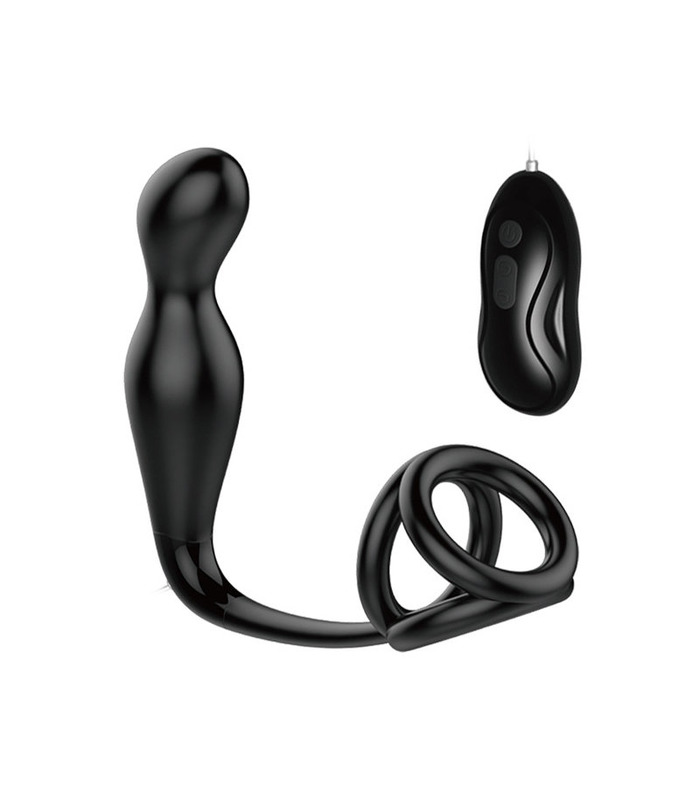 SEXTHROB Remote Control Prostate Massager Cock Ring - Black