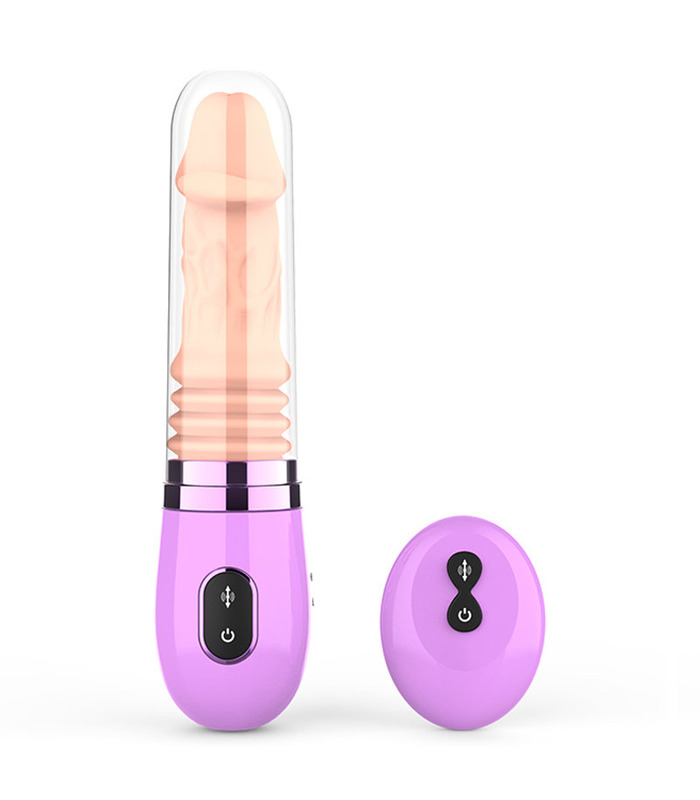 Thrusting Realistic Dildo Rechargeable Remote Control Vibrator Sex Machine Suction Cup by Dibe - Purple