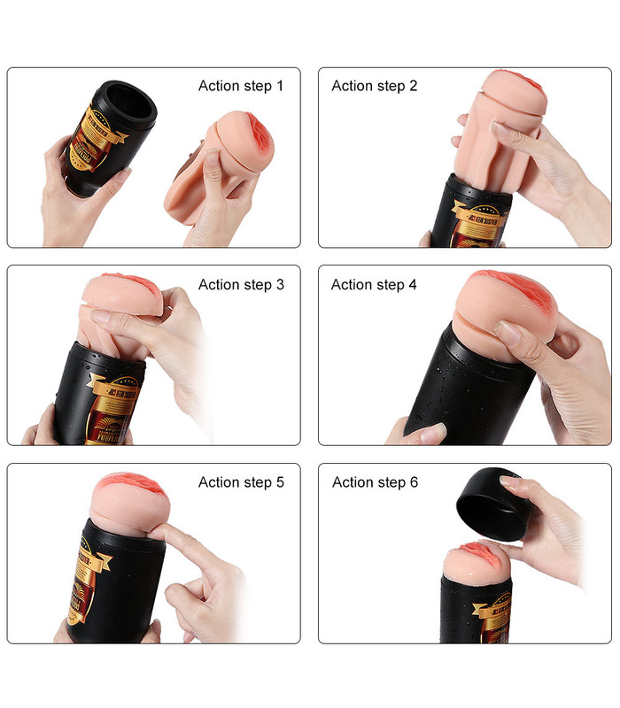 Realistische Bierflasche Pussy Männlichen Masturbatoren Abnehmbare Lebensechte Vagina - Schwarz