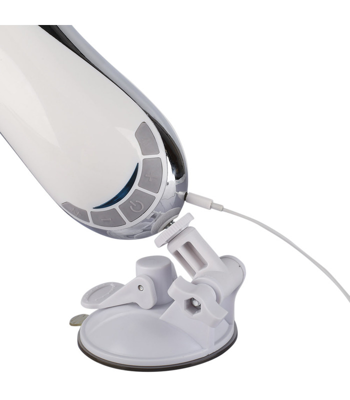 Pussy Pocket Male Masturbators Vibrating Moaning Heating with Suction Cup - White