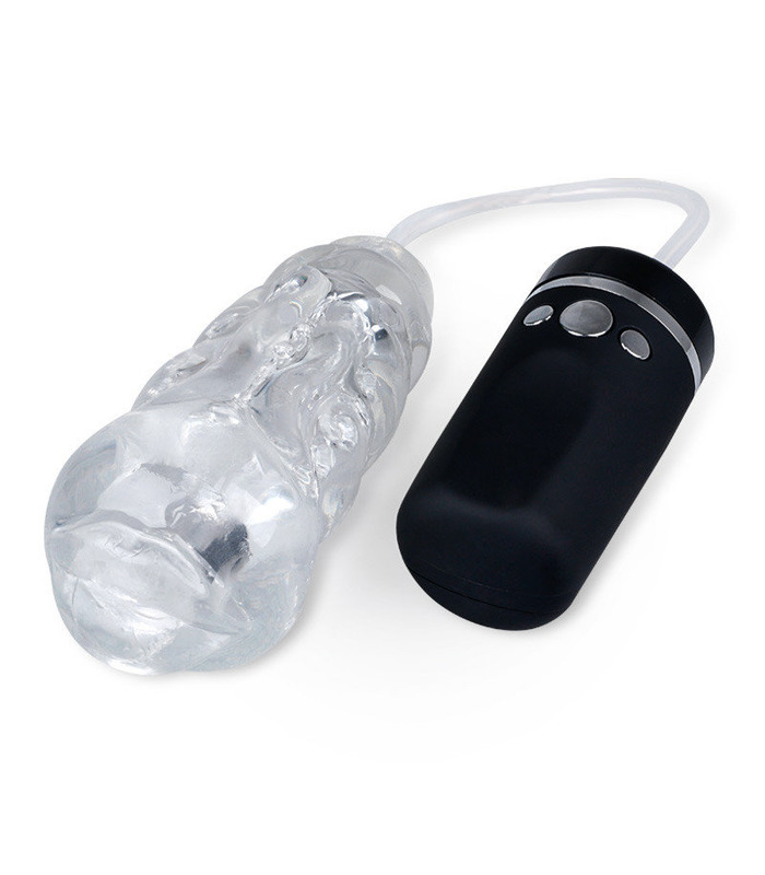 Strong Suction Blow Job Vibrating Masturbators Elastic Transparent Masturbation
