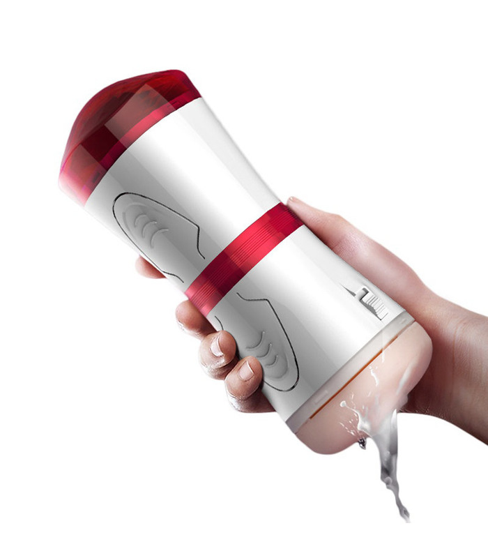 Double Ended Vibrating Male Masturbator Realistic Vagina and Anus Strong Removable Suction Cup