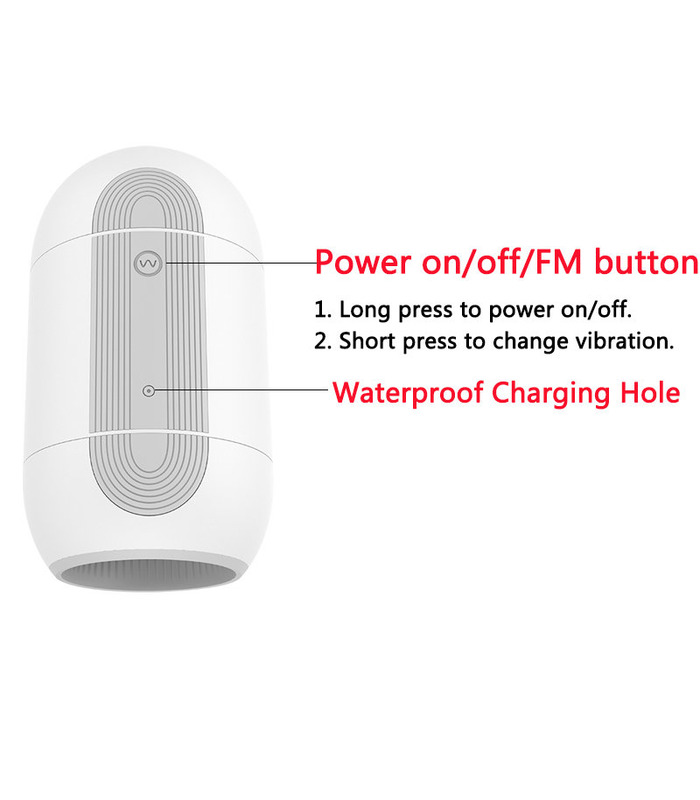 Hydrodynamic Shock Double Ends Male Masturbators Vibrating Rechargeable Waterproof - White