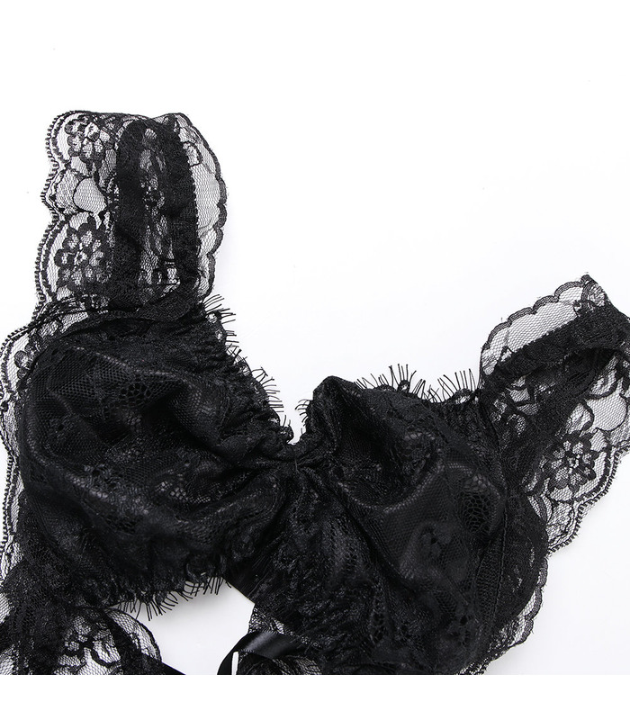 Sexy Maid Kostüme Dessous Spitze Saum Aushöhlen Flouncing Teddys