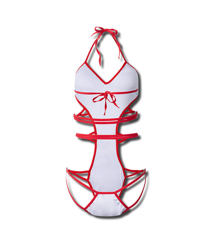 Halloween Nurse Cosplay Hollow Backless Cap Teddies - US6 White