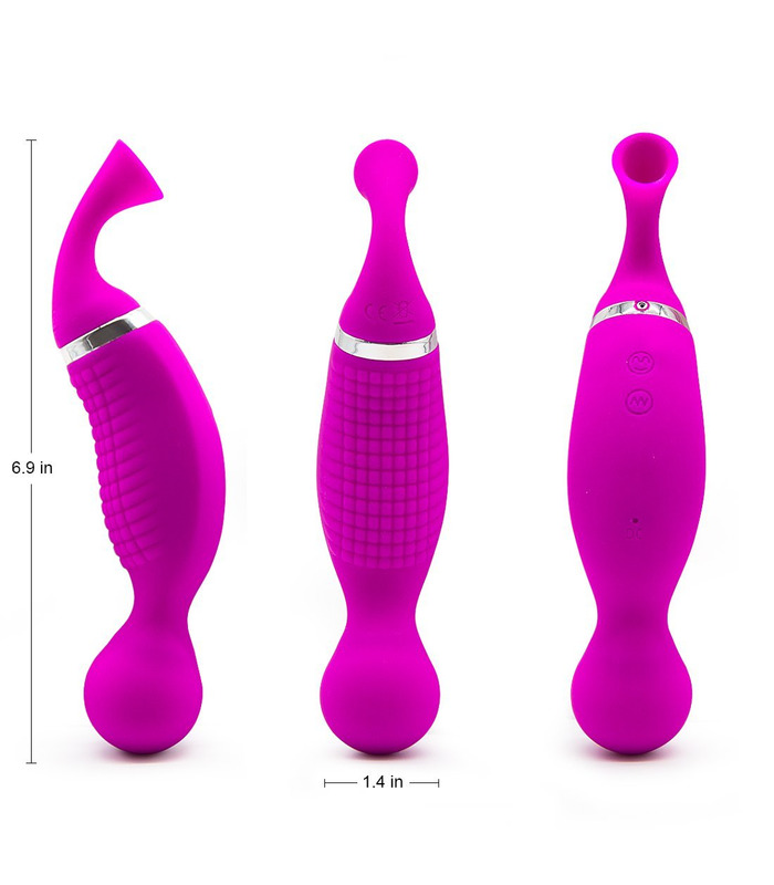 Clit Sucker G Spot Massage Rechargeable Clitoral Vibrator Strong Suction for Vagina - Rose