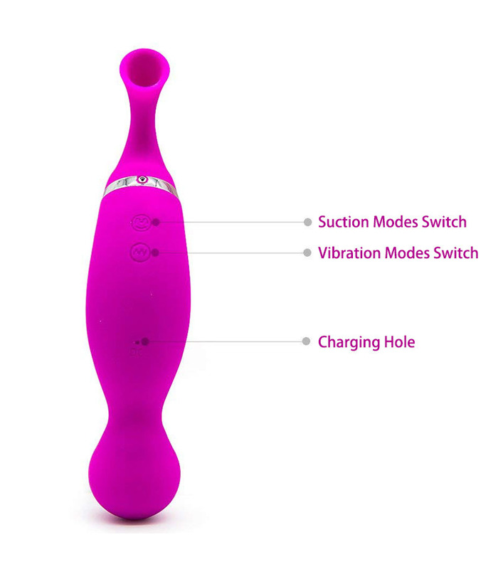 Clit Sucker G Spot Massage Rechargeable Clitoral Vibrator Strong Suction for Vagina - Rose