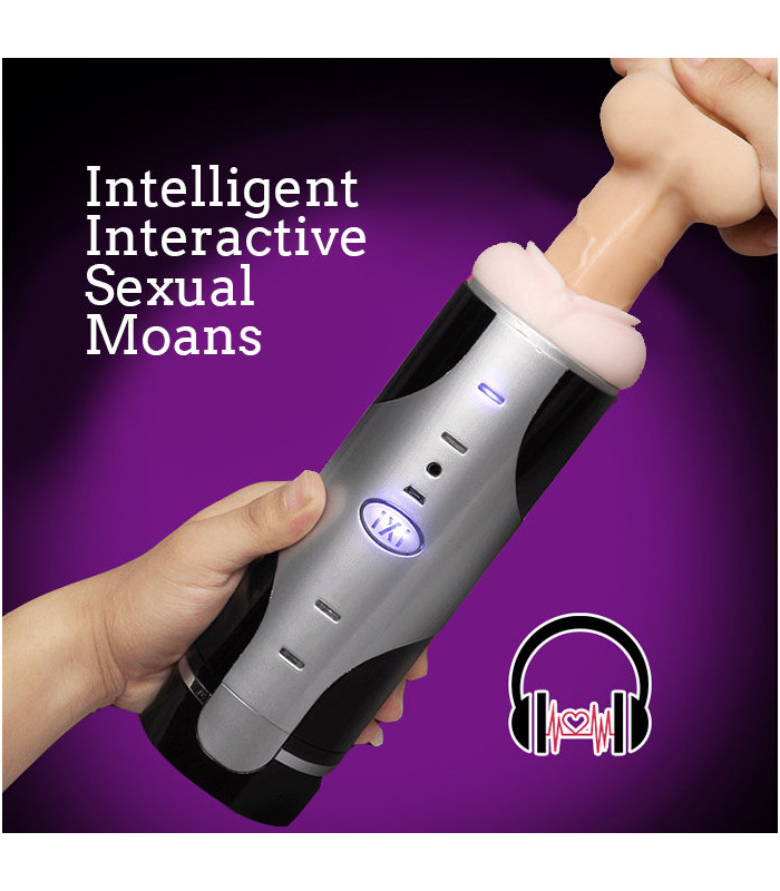 Smart Vibration Rechargeable Male Masturbator Sexual Moans Earphone Available by AiLighter - Silver