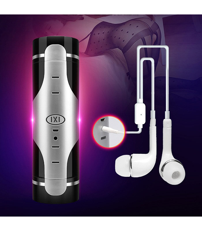 Smart Vibration Rechargeable Male Masturbator Sexual Moans Earphone Available by AiLighter - Silver