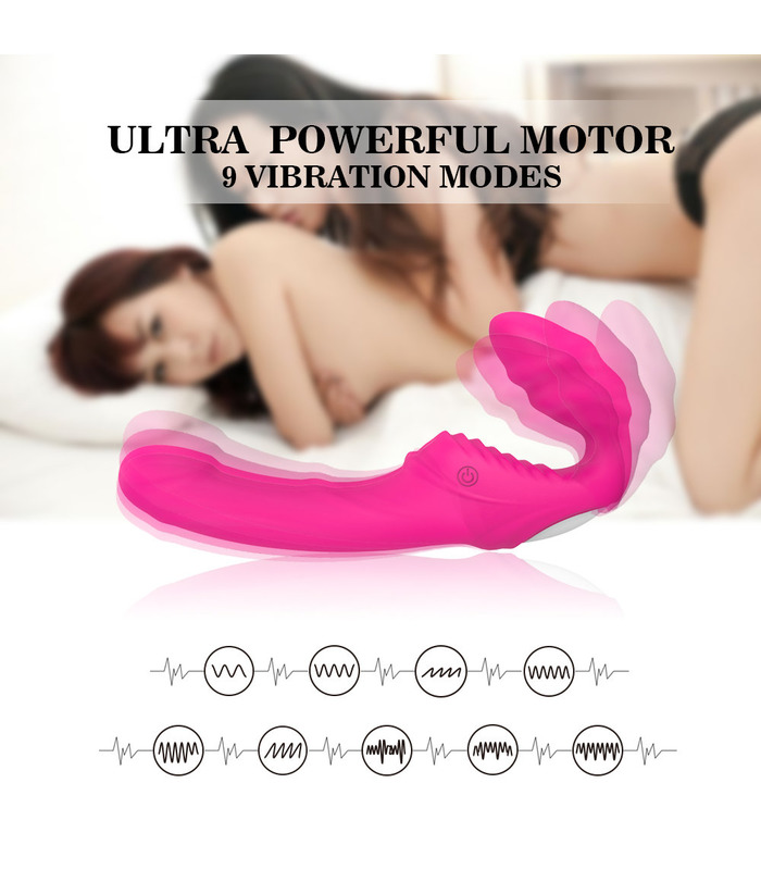 Double Head Strapless Strap on Dildo G-Spot Vibrators For Lesbian