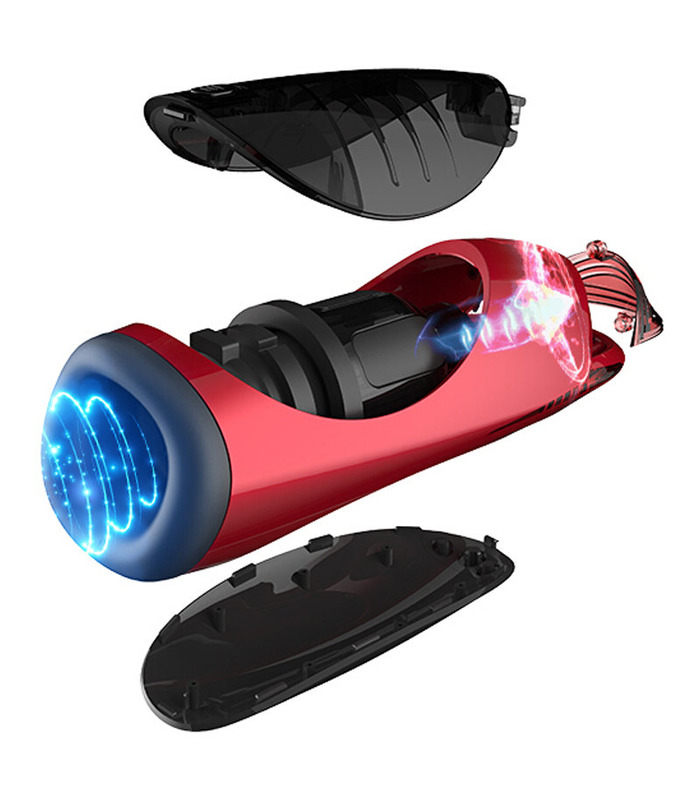 Tongue Licking Rotation Sucking Piston Supercar Male Masturbator by Dibe - Red