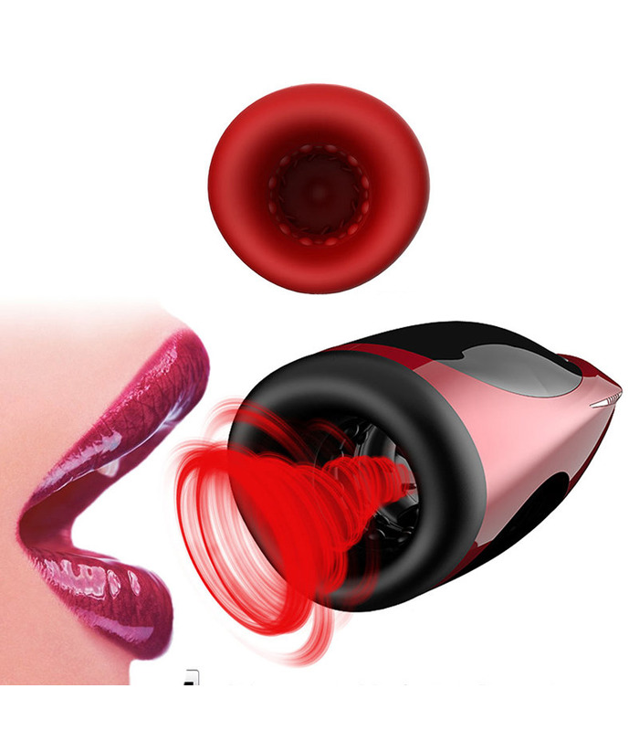 Tongue Licking Rotation Sucking Piston Supercar Male Masturbator by Dibe - Red