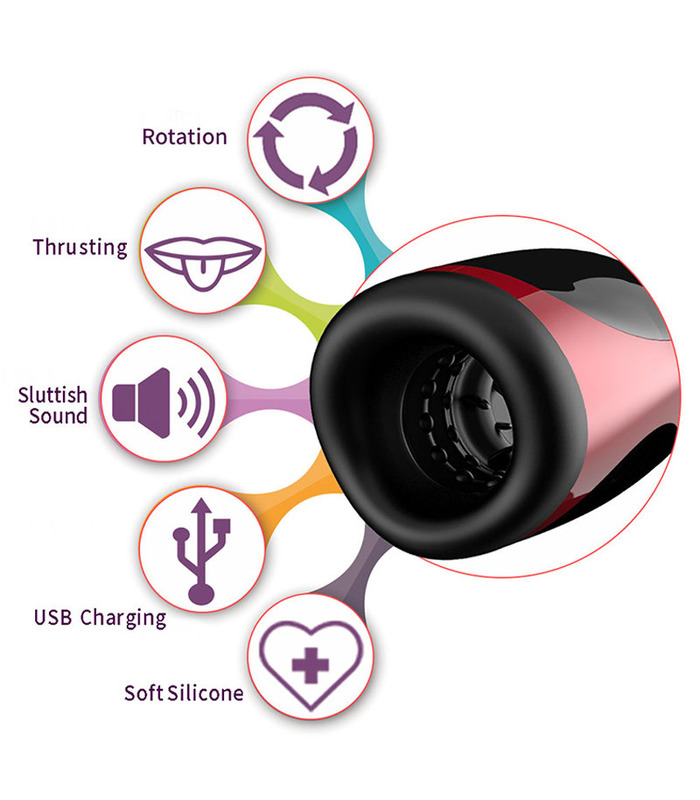 Zunge-Lecken-Rotation Saugen Kolben Supercar Männlichen Masturbator von Dibe - Rot