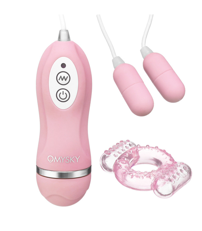 OMYSKY Dual Eggs Remote Control Vibrators With Cock Rings Couples Share Vibrating