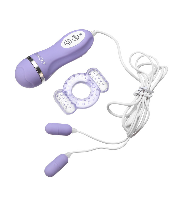 OMYSKY Dual Eggs Remote Control Vibrators With Cock Rings Couples Share Vibrating