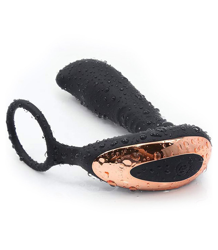 SEXTHROB Remote-Prostata Massager Cock Ring - Schwarz