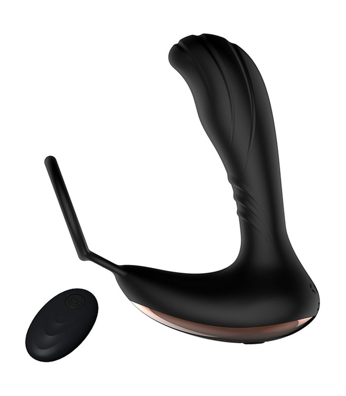 SEXTHROB Remote-Prostata Massager Cock Ring - Schwarz