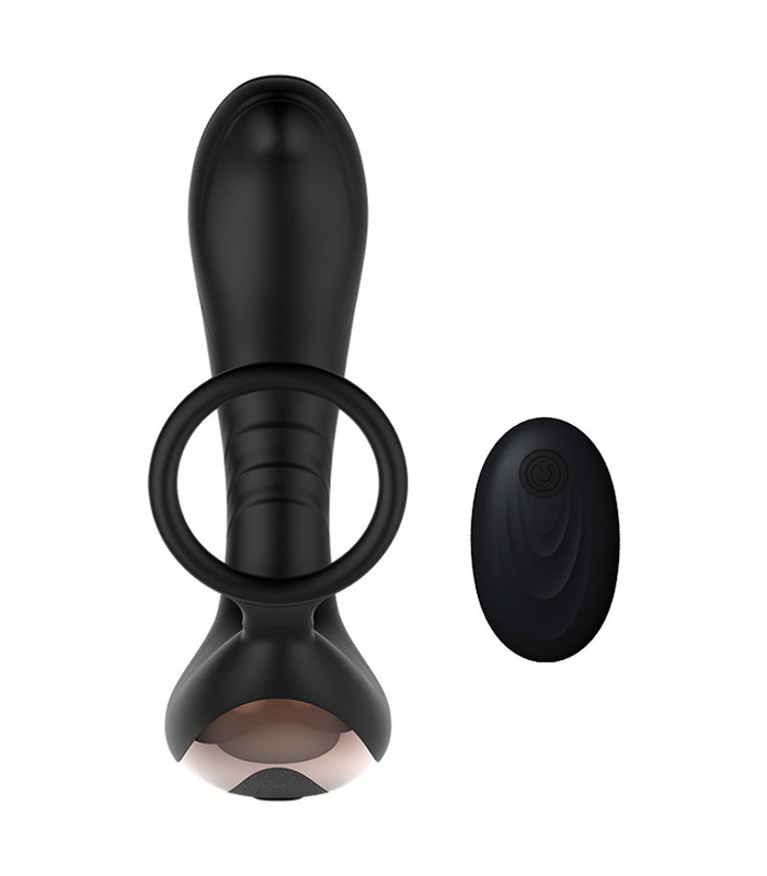 SEXTHROB Remote-Prostata Massager Cock Ring - Schwarz