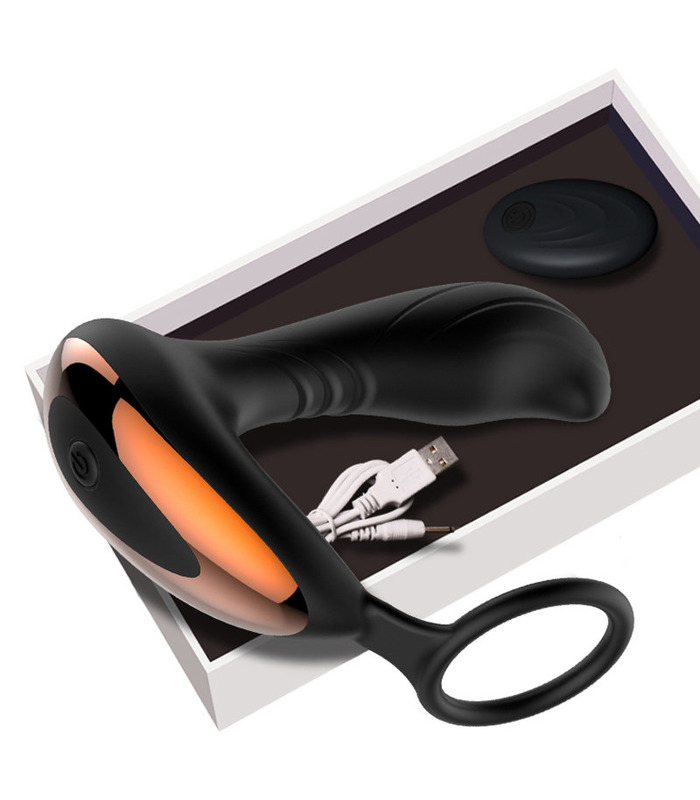 SEXTHROB Remote-Prostata Massager Cock Ring - Schwarz