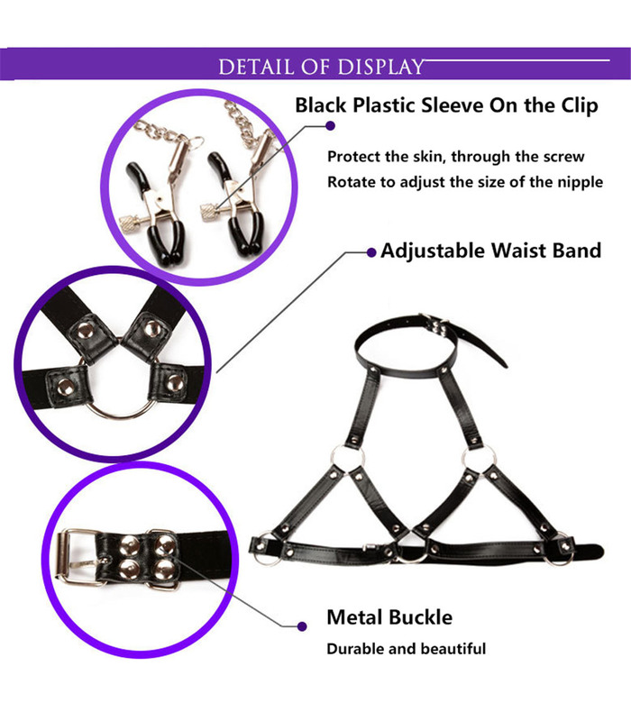 Faux Leder Bondage Fessel Die Nippel Slave-BH Mouth Gag