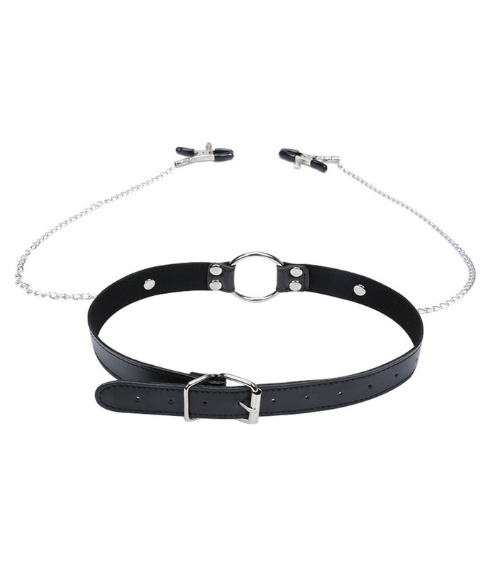 Faux Leder Bondage Fessel Die Nippel Slave-BH Mouth Gag