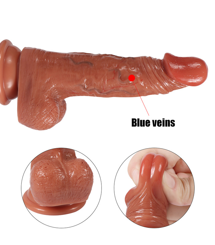 New process double layer hardness liquid silica gel simulation fake small penis with blue veins blood silk adult products