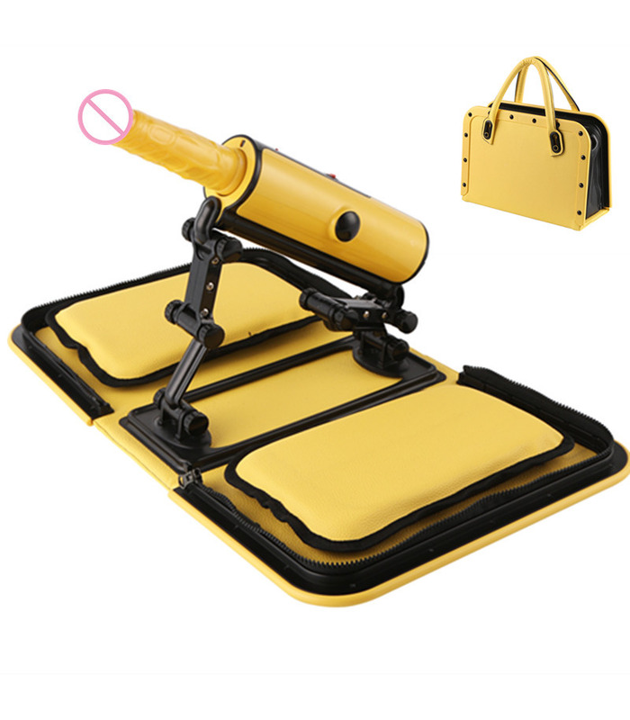Portable Handbag Sex Machine Yellow Remote Control 3 Vibrations 3 Thrusting Automatic Heat Dildo Sex Love Guns for Women