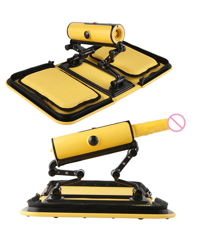 Portable Handbag Sex Machine Yellow Remote Control 3 Vibrations 3 Thrusting Automatic Heat Dildo Sex Love Guns for Women