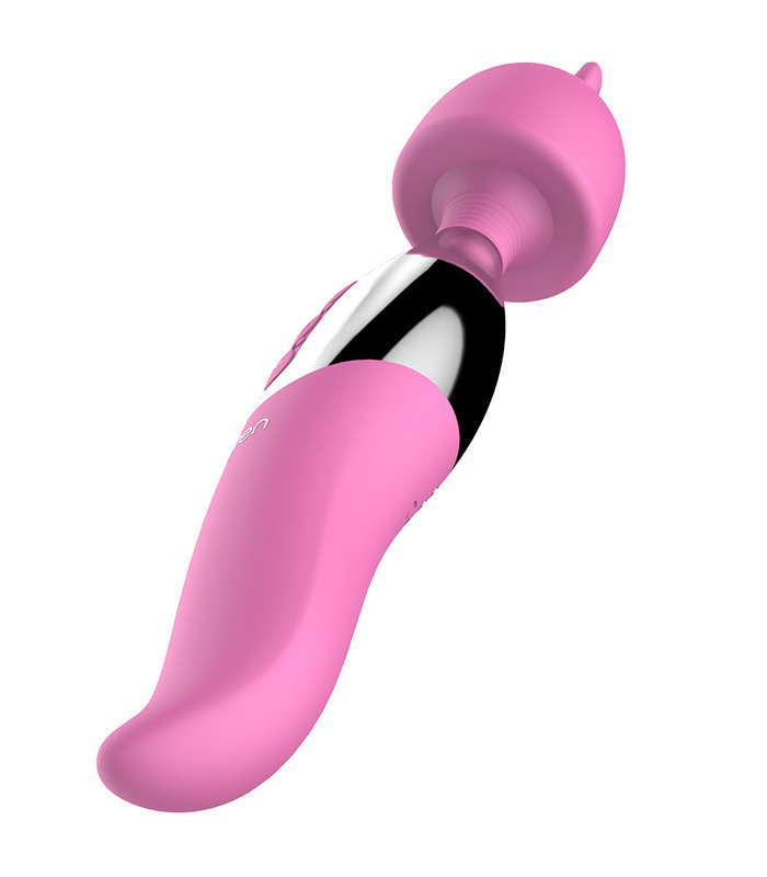 Leten Dream Series Double Ended Magic Wand Cat Ears and Tongue Thermostat Rechargeable - Pink
